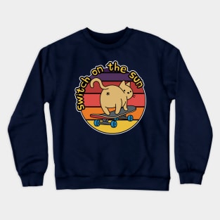 Skateboarding Cat Sk8 Switch Trick Crewneck Sweatshirt